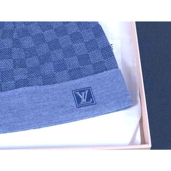 Louis Vuitton Damier Graphite Blue Wool Beanie Hat New - Picture 5 of 10